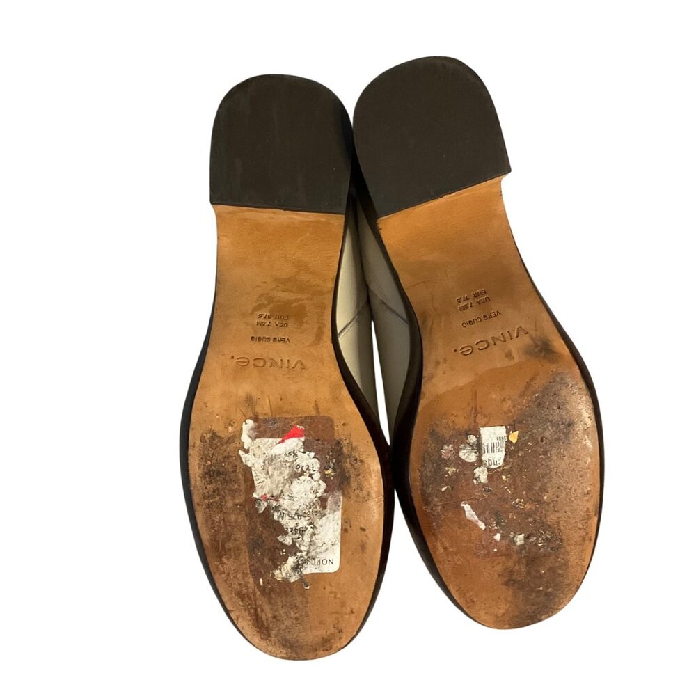 Vince Cream Leather Mules Clogs 7.5 Chunky Wood Heel Slip-On winter white - Picture 13 of 13